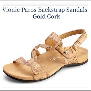 EXC! Vionic Paros Backstrap Sandals Gold Cork